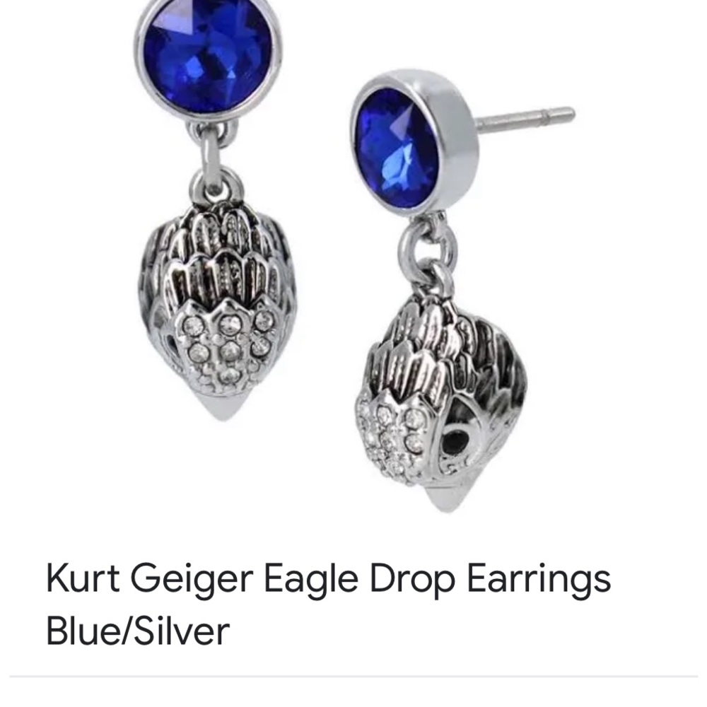 Kurt Geiger Eagle drop earrings blue/silver